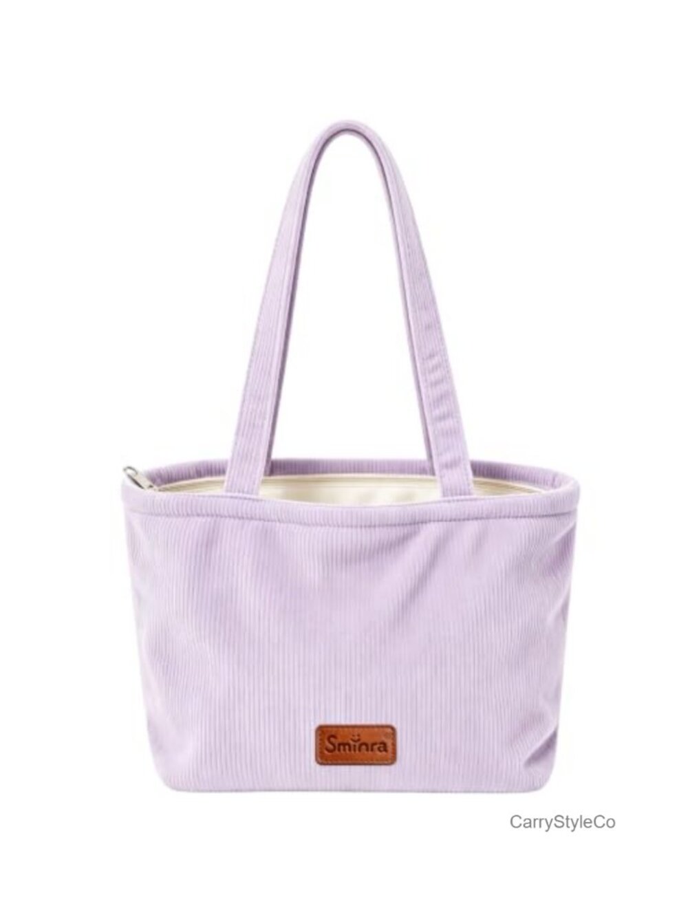 Small Quilted Corduroy Tote Bag with Zipper Shoulder Bag for Women